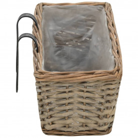 vidaXL Jardinieră de balcon, 2 buc., 60 cm, răchită cu căptușeală PE - Img 5