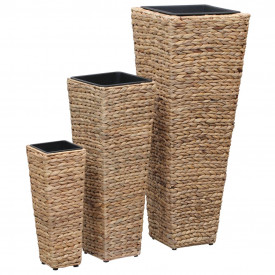 vidaXL Jardiniere de grădină, 3 buc., maro, zambilă de apă