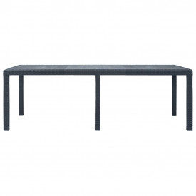 vidaXL Masă de grădină, antracit, 220x90x72 cm , plastic, aspect ratan - Img 2