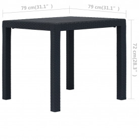 vidaXL Masă de grădină, antracit, 79x79x72 cm, plastic, aspect ratan - Img 5