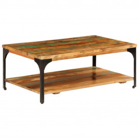 vidaXL Măsuță de cafea cu raft, 100 x 60 x 35 cm, lemn masiv reciclat - Img 12