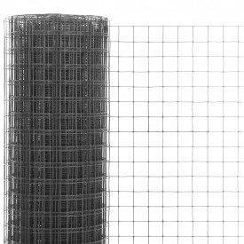 vidaXL Plasă de sârmă, gri, 25 x 1 m, oțel cu înveliș PVC, pătrat - Img 3