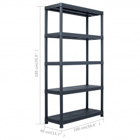 vidaXL Raft de depozitare, negru, 90 x 40 x 138 cm, plastic, 220 kg - Img 7
