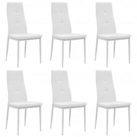 vidaXL Scaune bucătărie, 6 buc., piele artificială, 43x43,5x96 cm, alb