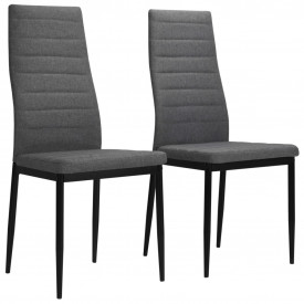vidaXL Scaune de bucătărie, 2 buc., material textil, gri deschis