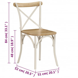 vidaXL Scaune în cruce, 2 buc, alb, 51x52x84 cm, lemn masiv de mango - Img 11