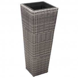 vidaXL Set jardiniere de grădină, 3 buc., gri, poliratan - Img 3