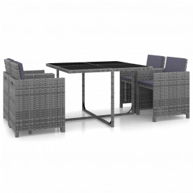 vidaXL Set mobilier de exterior, 13 piese, poliratan, gri