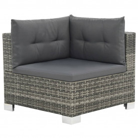 vidaXL Set mobilier de exterior, 28 piese, poliratan, gri - Img 2
