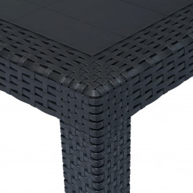 vidaXL Set mobilier exterior, 5 piese, antracit, plastic, aspect ratan - Img 9