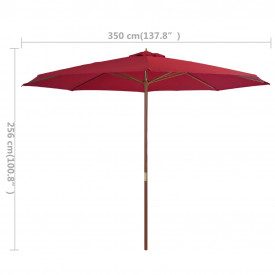 vidaXL Umbrelă de soare de exterior cu stâlp din lemn, vișiniu, 350 cm - Img 4