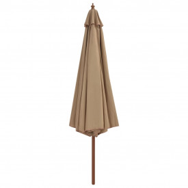 vidaXL Umbrelă de soare de exterior, stâlp din lemn, gri taupe, 350 cm - Img 2