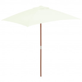 vidaXL Umbrelă de soare, exterior, stâlp lemn, 150x200 cm, nisipiu