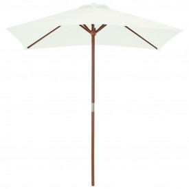 vidaXL Umbrelă de soare, exterior, stâlp lemn, 150x200 cm, nisipiu - Img 2