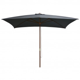 vidaXL Umbrelă de soare exterior, stâlp lemn, 200x300 cm, antracit