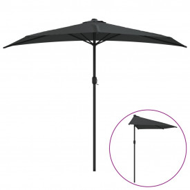 vidaXL Umbrelă de soare semicerc tijă aluminiu antracit 270x135 cm - Img 2