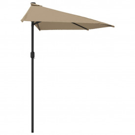 vidaXL Umbrelă de soare semicerc tijă aluminiu gri taupe 270x135 cm - Img 4