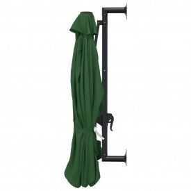 vidaXL Umbrelă soare, montaj pe perete, tijă metalică, verde, 300 cm - Img 5
