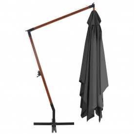 vidaXL Umbrelă suspendată cu stâlp din lemn, antracit, 400 x 300 cm - Img 3