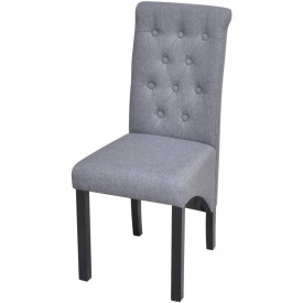 4 Scaune bucătărie, material textil, cu spătar înalt, gri închis - Img 3