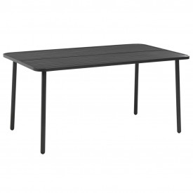 7 piese Set mobilier de exterior, gri închis, oțel cu șipci - Img 2