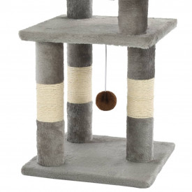 Ansamblu pentru pisici, stâlpi din funie de sisal, 65 cm, gri - Img 5
