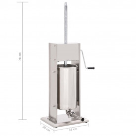 Aparat de umplut cârnați manual, argintiu, 15L, oțel inoxidabil - Img 8