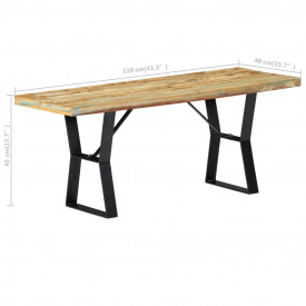 Bancă, 110 cm, lemn masiv reciclat - Img 8