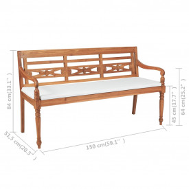 Bancă Batavia cu perne, 150 cm, lemn de tec - Img 5