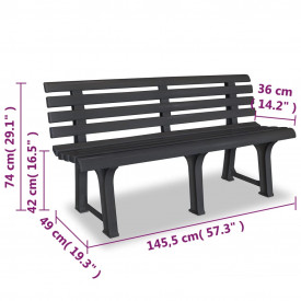 Bancă de grădină 145,5x49x74 cm, plastic, antracit - Img 6
