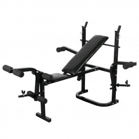 Bancă de greutăți cu raft, set de gantere și haltere, 60,5kg - Img 2
