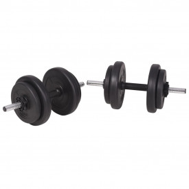 Bancă fitness cu rastel greutăți, set de haltere/gantere, 90 kg - Img 11