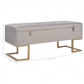 Banchetă cu un compartiment de depozitare gri 105 cm catifea - Img 7