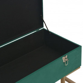 Banchetă cu un compartiment de depozitare verde 105 cm catifea - Img 5