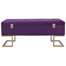 Banchetă cu un compartiment de depozitare violet 105cm catifea - Img 3