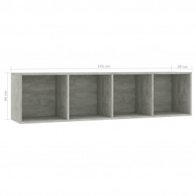 Bibliotecă/Comodă TV, gri beton, 143 x 30 x 36 cm - Img 8