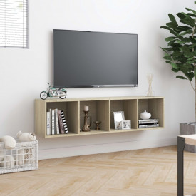 Bibliotecă/Comodă TV, stejar Sonoma, 143 x 30 x 36 cm - Img 4
