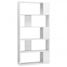 Bibliotecă/Separator cameră, alb extralucios, 80x24x159cm, PAL - Img 2