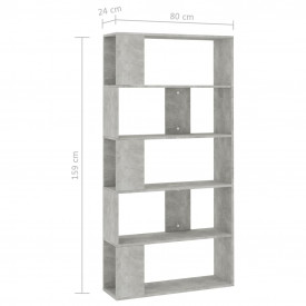 Bibliotecă/Separator cameră, gri beton, 80 x 24 x 159 cm, PAL - Img 7