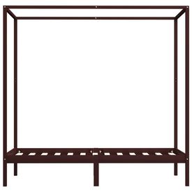 Cadru pat cu baldachin maro închis 100x200 cm lemn masiv pin - Img 2