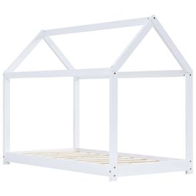 Cadru pat de copii, alb, 90 x 200 cm, lemn masiv de pin