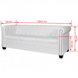 Canapea Chesterfield cu 2 și 3 locuri, piele artificială, alb - Img 10