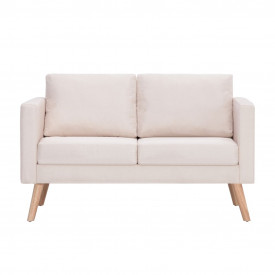 Canapea cu 2 locuri, crem, material textil - Img 3