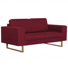 Canapea cu 2 locuri, roșu vin, material textil - Img 2