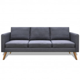 Canapea cu 3 locuri, material textil, gri închis - Img 2