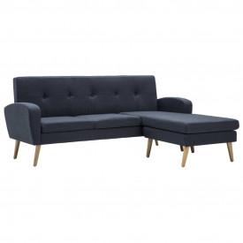 Canapea în formă L, material textil, 186x136x79 cm, gri închis - Img 2