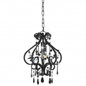 Candelabru cu mărgele, negru, rotund, E14 - Img 2