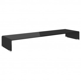 Comodă TV/Suport monitor, sticlă, 110 x 30 x 13 cm, negru - Img 2