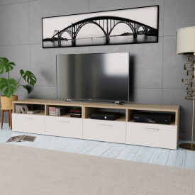 Comode TV 2 buc, PAL, 95 x 35 x 36 cm, stejar și alb
