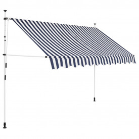 Copertină retractabilă manual, 250 cm, dungi albastru și alb